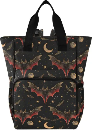 senya Diaper Bag Backpack, Bat Crescent Star Multifunction Travel Bag for Moms Dads