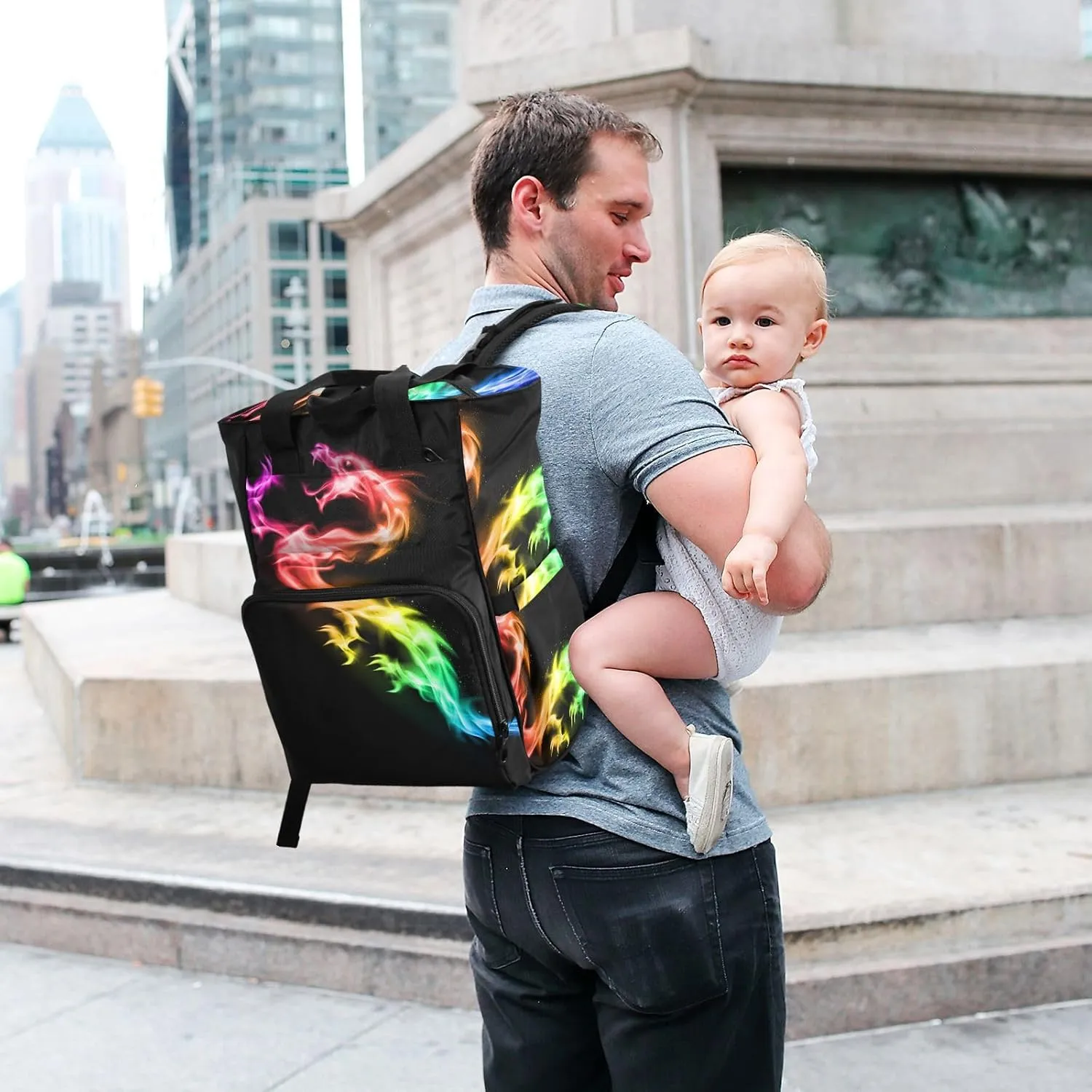 senya Diaper Bag Backpack, Magical Dragon Multifunction Travel Bag for Moms Dads