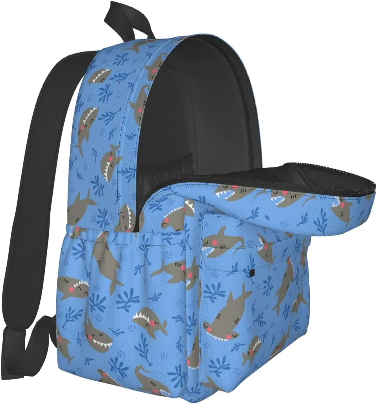 Shark Sea Animal Wild Seaweed Laptop Backpack Shoulder Bag Laptop Pack Travel Backpacks Commuter Back Pack Casual Daypack Bags With Side Pockets