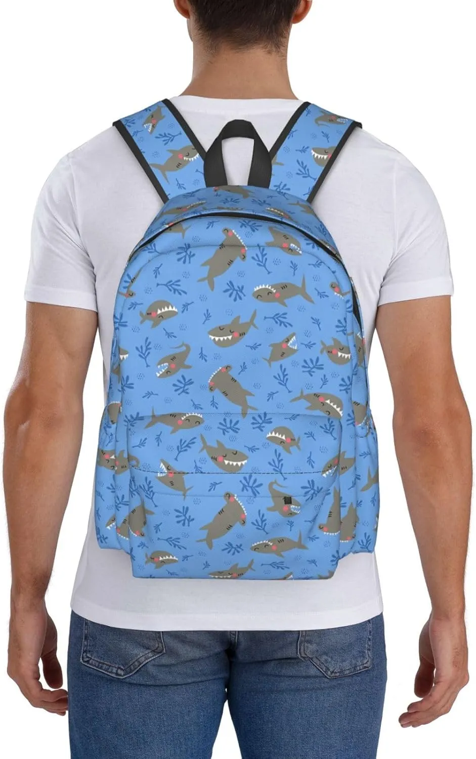 Shark Sea Animal Wild Seaweed Laptop Backpack Shoulder Bag Laptop Pack Travel Backpacks Commuter Back Pack Casual Daypack Bags With Side Pockets