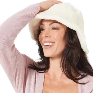 Sherpa Faux Fur Reversible Bucket Hat for Women - Furry Bucket Hat - Sherpa Bucket Hat for Winter