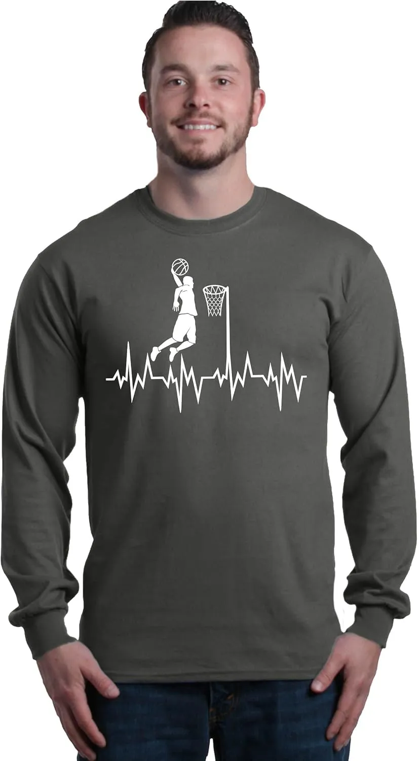 shop4ever® Basketball Player Slam Dunk Heartline Heartbeat Long Sleeve Shirt