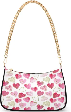 Shoulder Bag for Women Hobo Tote Handbag Gold Chain Crossbody Bag with Zipper Clutch Purse Handbags