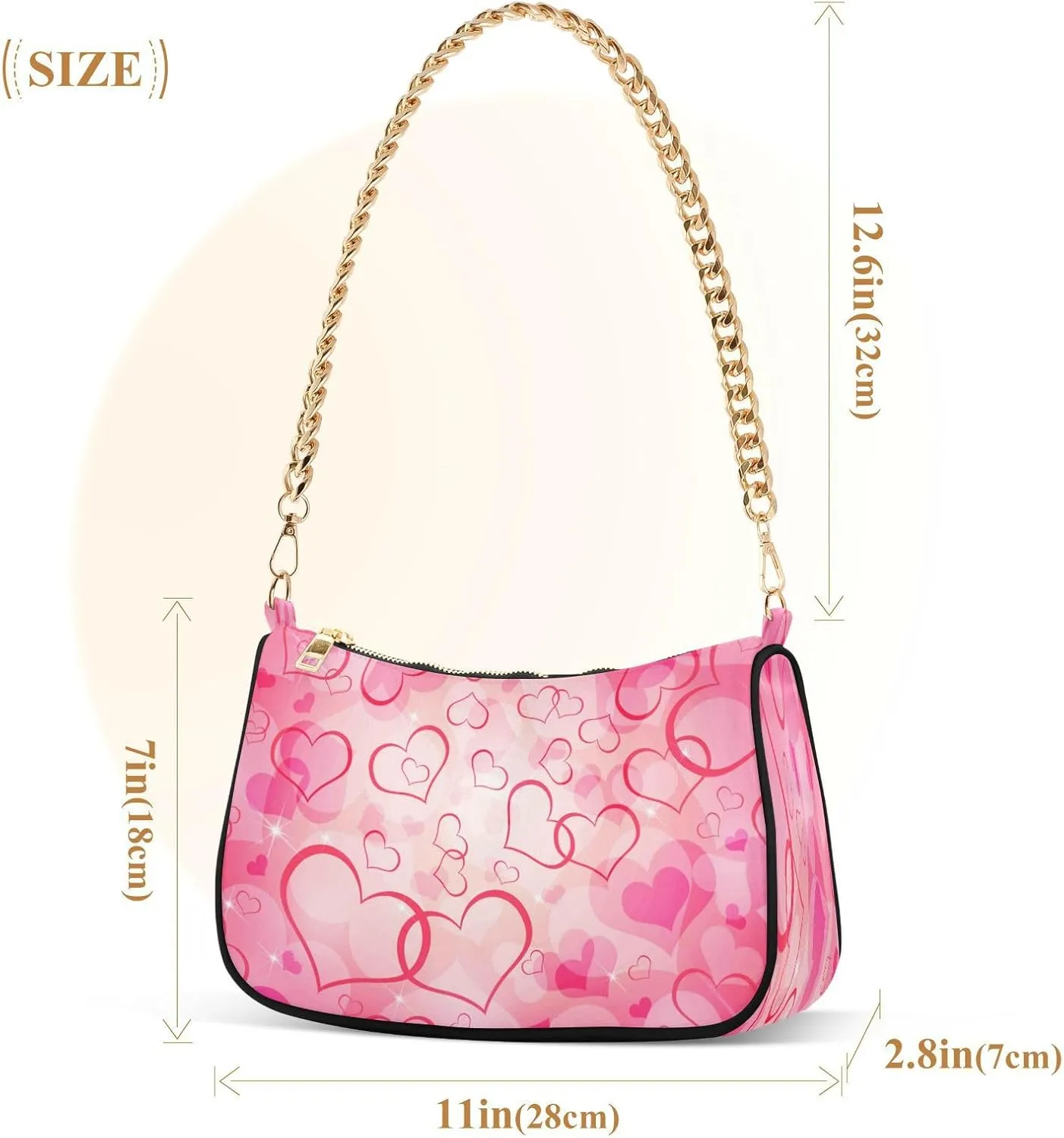 Shoulder Bag for Women Hobo Tote Handbag Gold Chain Crossbody Bag with Zipper Clutch Purse Handbags