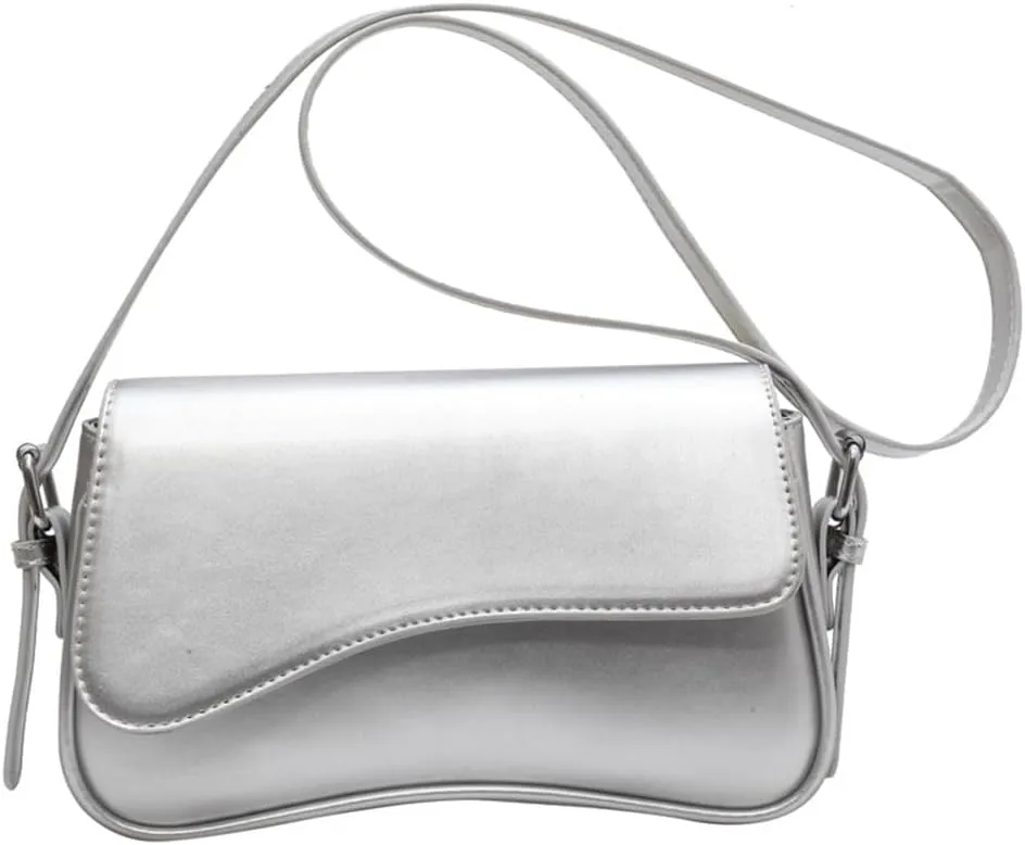 Shoulder Bag for Women Vegan Leather Hobo Handbags Y2K Trendy Saddle Bag Clutch Purse with 2 Removable Strap