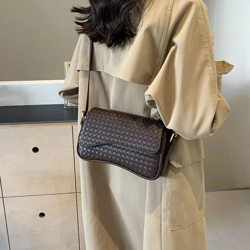 Shoulder Bag for Women Vegan Leather Hobo Handbags Y2K Trendy Saddle Bag Clutch Purse with 2 Removable Strap