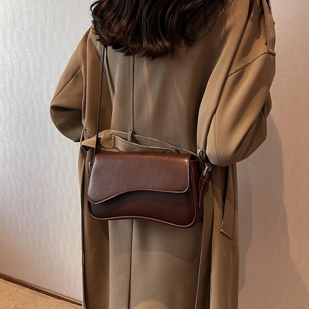 Shoulder Bag for Women Vegan Leather Hobo Handbags Y2K Trendy Saddle Bag Clutch Purse with 2 Removable Strap