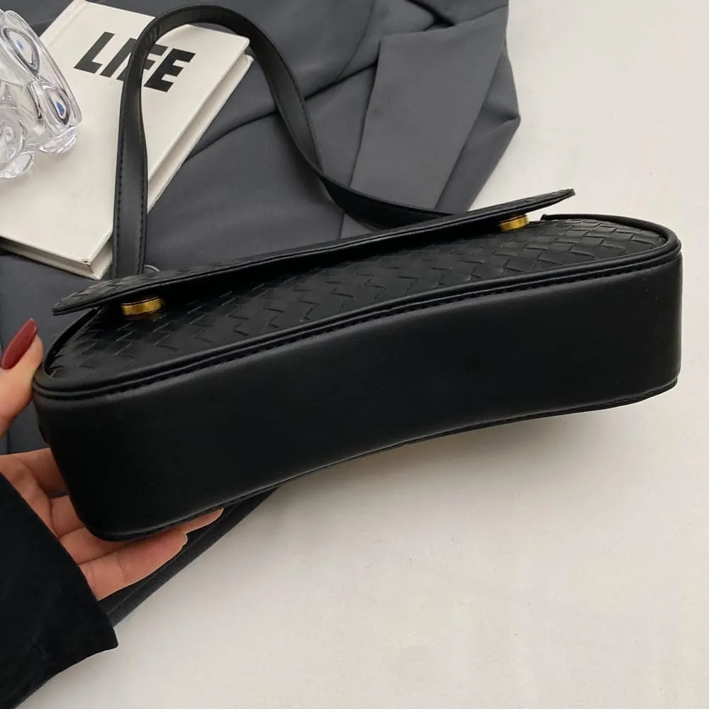 Shoulder Bag for Women Vegan Leather Hobo Handbags Y2K Trendy Saddle Bag Clutch Purse with 2 Removable Strap