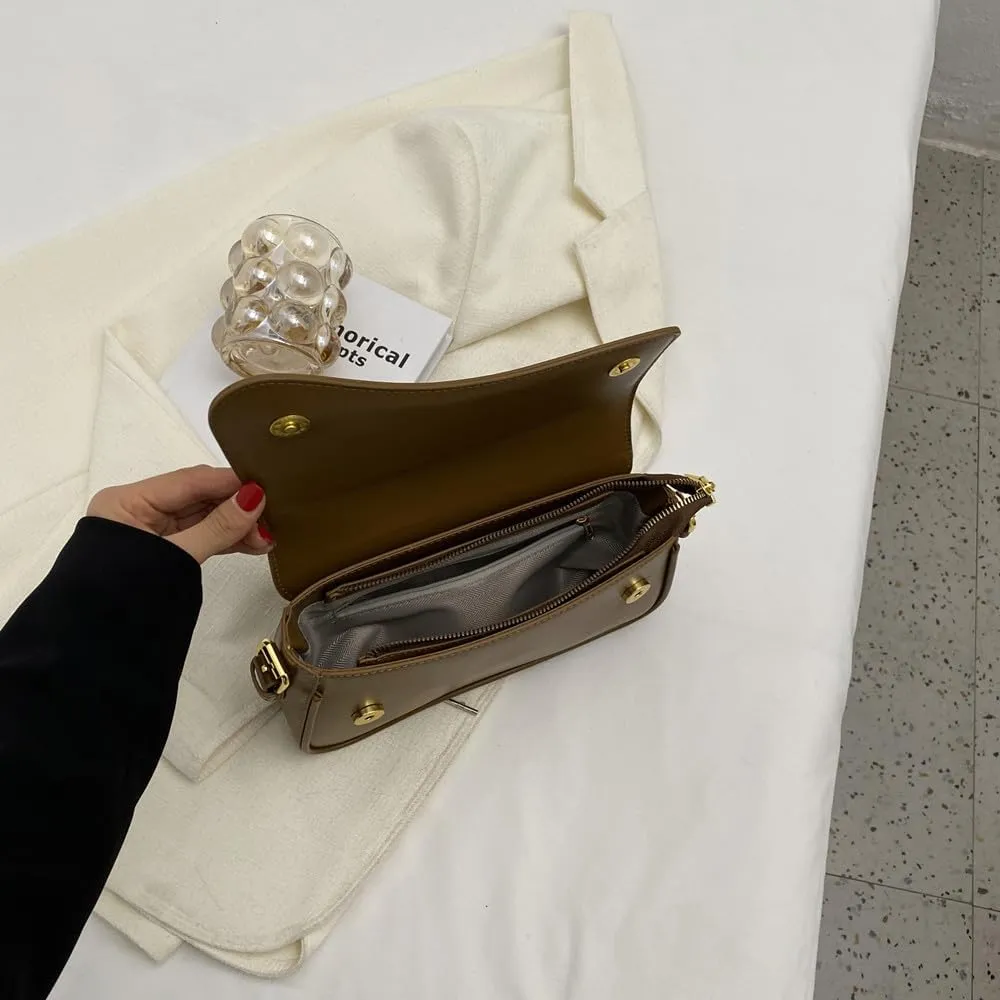 Shoulder Bag for Women Vegan Leather Hobo Handbags Y2K Trendy Saddle Bag Clutch Purse with 2 Removable Strap