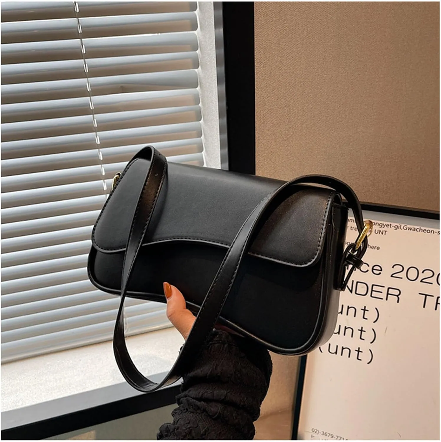 Shoulder Bag for Women Y2K Trendy Purse Vegan Leather Hobo Handbags Clutch Saddle Bag with 2 Removable Strap