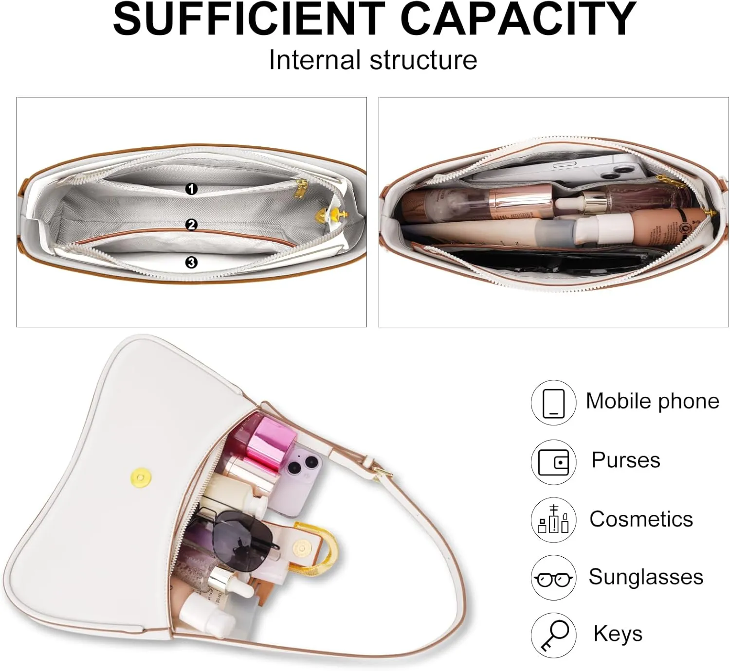 Shoulder Bag for Women Y2K Trendy Underarm Purse， Vegan Leather Clutch Hobo Handbags