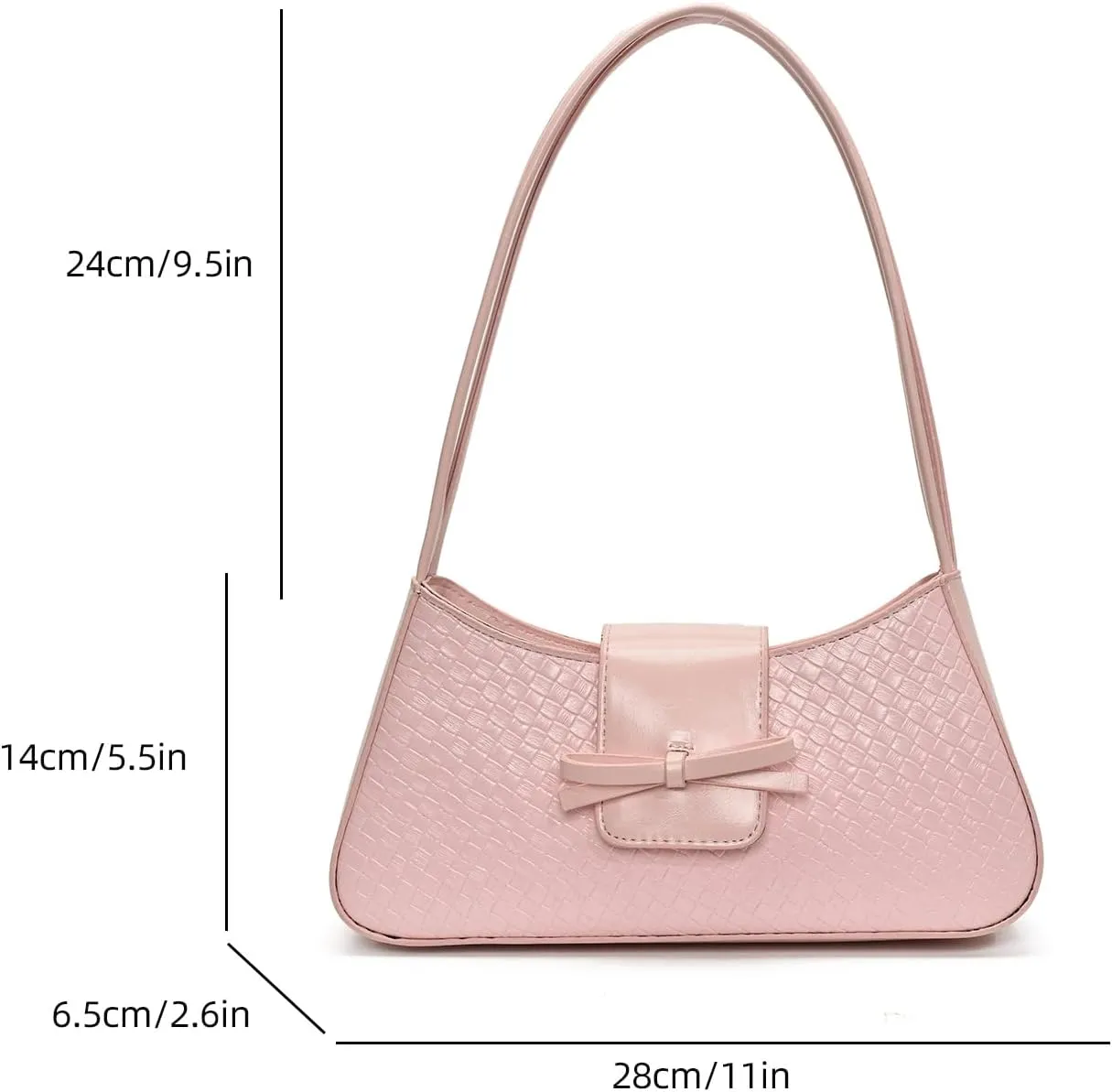 Shoulder Bags for Women Woven Purses and Handbags Coquette Bow Purse Y2k Bag Vegan Leather Small Clutch Hobo Handbag