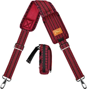 Shoulder Strap with Detachable Phone Bag and Ultra-Thick Fixed Cushion & Dual Balance Clasps, Universal Replacement Belt for Laptop Bag, Luggage, Camera, Crossbody, More Colors (200cm,Black&Red)