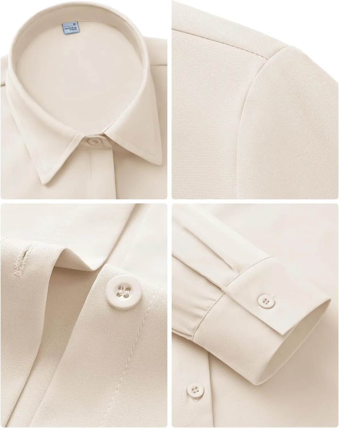 siliteelon Women's Stain Shield Dress Shirts Wrinkle Free Long Sleeve Shirts Solid Work Business Button Down Shirts