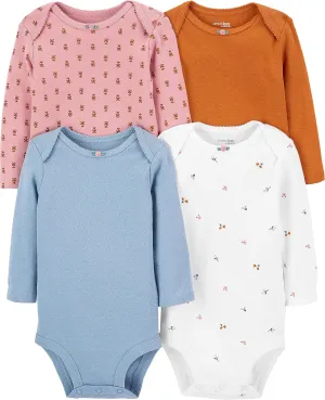 Simple Joys by Carter's Baby Girls' Pointelle Long-Sleeve Bodysuits, Pack of 4