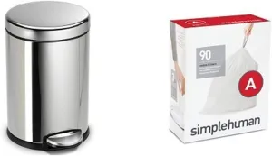simplehuman 4.5 litre round step can fingerprint-proof polished stainless steel   code A 90 pack liners