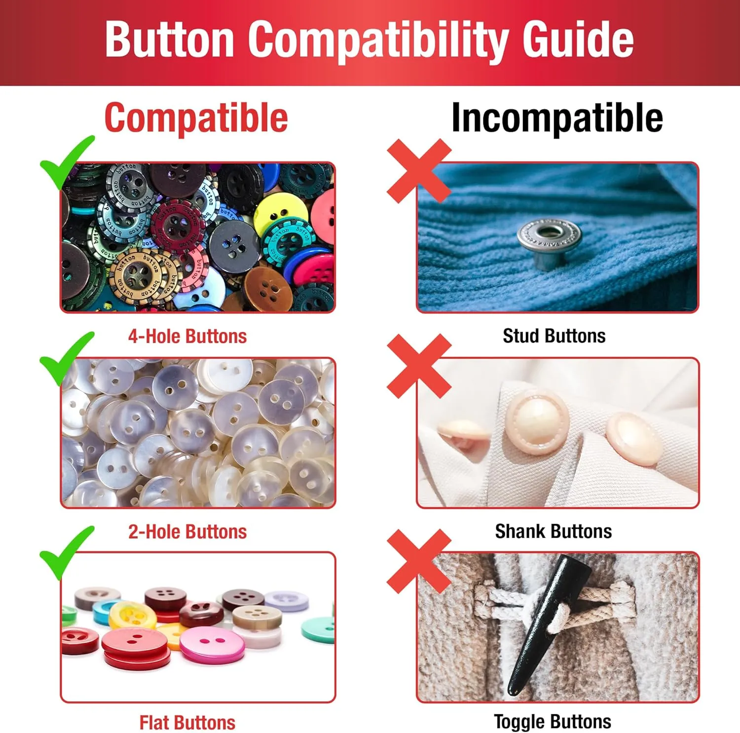 Singer Button Fast Quick-Fix Button Replacement Tool with 60 Fasteners and 12 Buttons (01933)