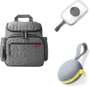 Skip Hop Diaper Bag Baby Essentials Gift Set with Diaper Bag, Pacifier Pocket, and Wipes Case, Forma Grey