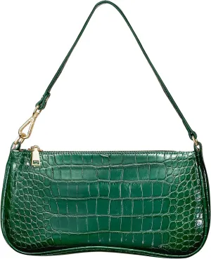 S.Leaf Retro Shoulder Bag Soft Crocodile Vegan Leather PU Handbags for Women Clutch Purse Designer Handbags for Women