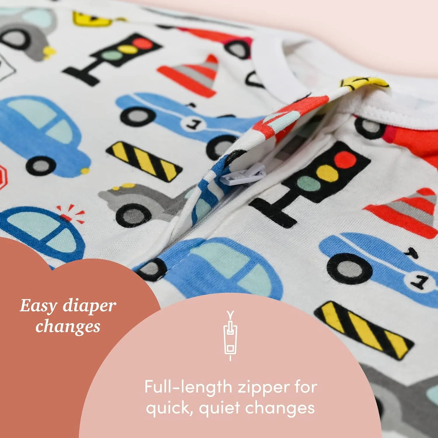 SleepingBaby Zipadee-Zip Transition Swaddle - Roomy Baby Swaddle Blanket with Zipper Convenience - Busy Road, XS (3-6 Months)