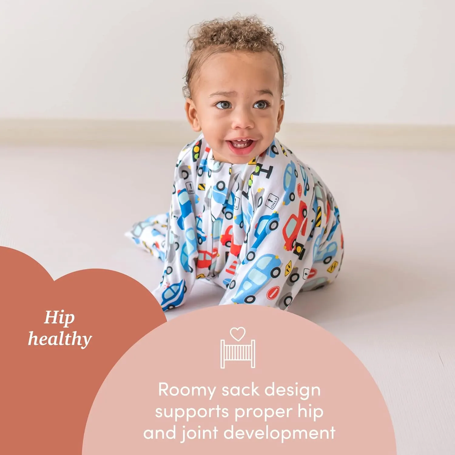 SleepingBaby Zipadee-Zip Transition Swaddle - Roomy Baby Swaddle Blanket with Zipper Convenience - Busy Road, XS (3-6 Months)