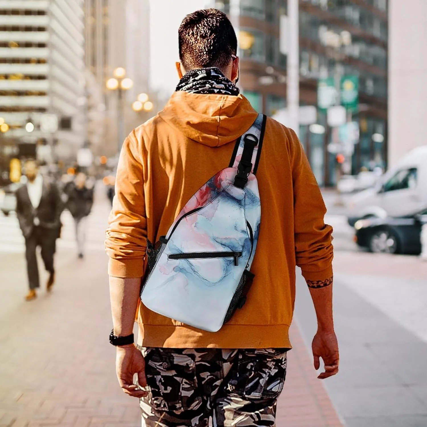 Sling Bags for Women Men A Blurry Woman Sling Backpack Adjustable Belt Casual Chest Daypack Bum Bags Fanny Pack for Travel Sports Running Hiking Waist Packs