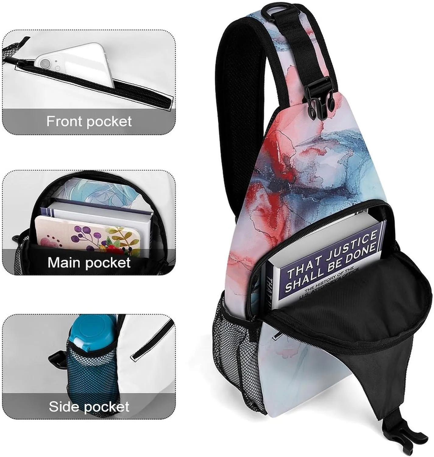 Sling Bags for Women Men A Blurry Woman Sling Backpack Adjustable Belt Casual Chest Daypack Bum Bags Fanny Pack for Travel Sports Running Hiking Waist Packs