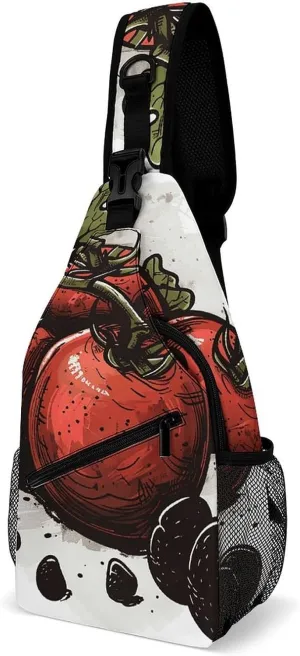 Sling Bags for Women Men Tomatoes on The Vine Sling Backpack Adjustable Belt Casual Chest Daypack Bum Bags Fanny Pack for Travel Sports Running Hiking Waist Packs