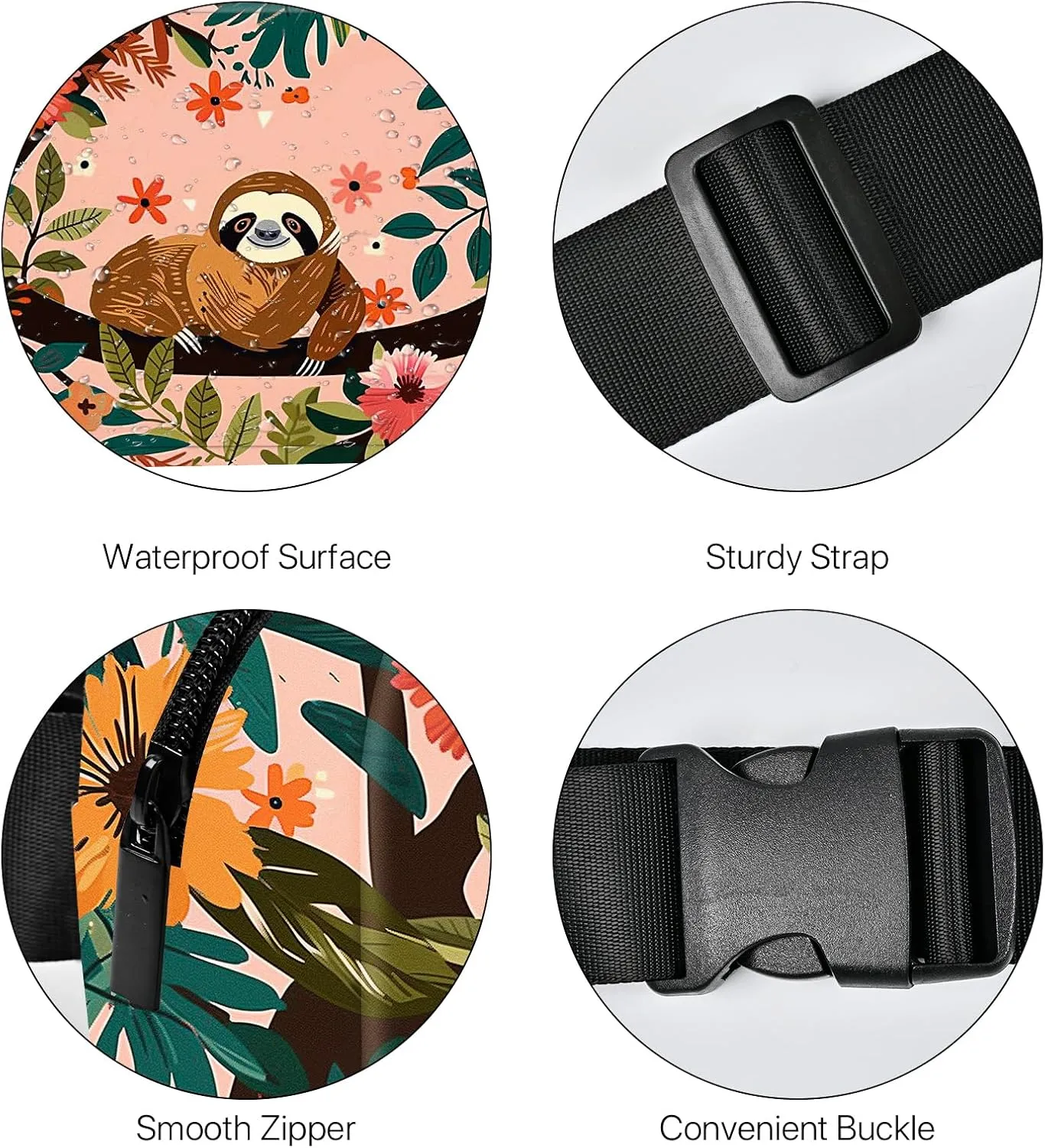 Sloth Fanny Pack Travel Belt Bag Fashion Crossbody Bags for Women Waist Pack Lightweight with Adjustable Strap