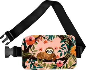 Sloth Fanny Pack Travel Belt Bag Fashion Crossbody Bags for Women Waist Pack Lightweight with Adjustable Strap