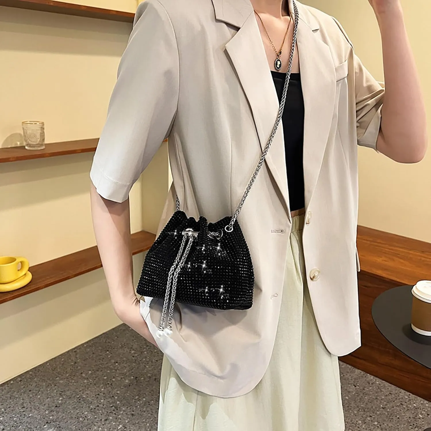 Small Crossbody Bag bucket bag Bling Shoulder Bag Purse for Women