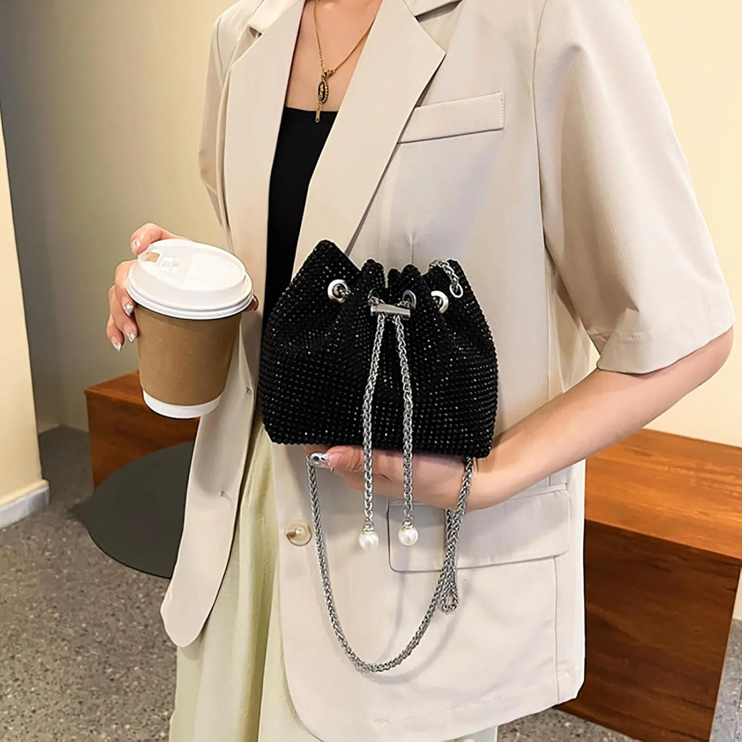 Small Crossbody Bag bucket bag Bling Shoulder Bag Purse for Women