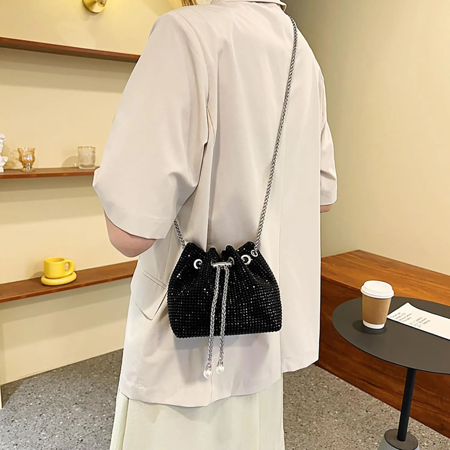Small Crossbody Bag bucket bag Bling Shoulder Bag Purse for Women