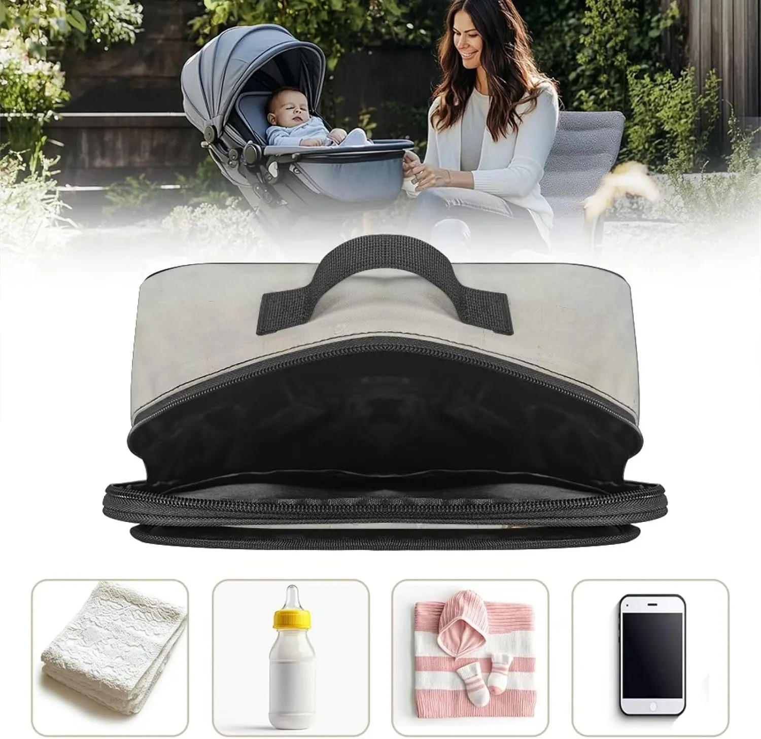 Small Diaper Bag Toddler Cute Mini Diaper Bag for Stroller Caddy Bag Organizer Storage Bin for Diapers Mommy Bag