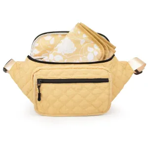 Small Diaper Bag with Portable Changing Pad, Crossbody Diaper Bag Pack with Wipes Pocket for Mom and Dad, Mini Diaper Bag Fanny Pack for Baby Travel, Yellow