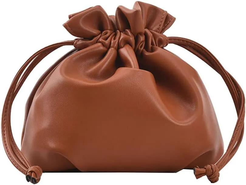 Small Leather Drawstring Bucket Bag Hobo Bucket Bags and Purses Crossbody Bucket Satchel Bag Soft Drawstring Purse