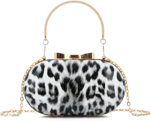 Small Leopard Purse for Women Leopard Evening Tote Bag Cheetah Print Purse Handbag with Chain for Wedding Party
