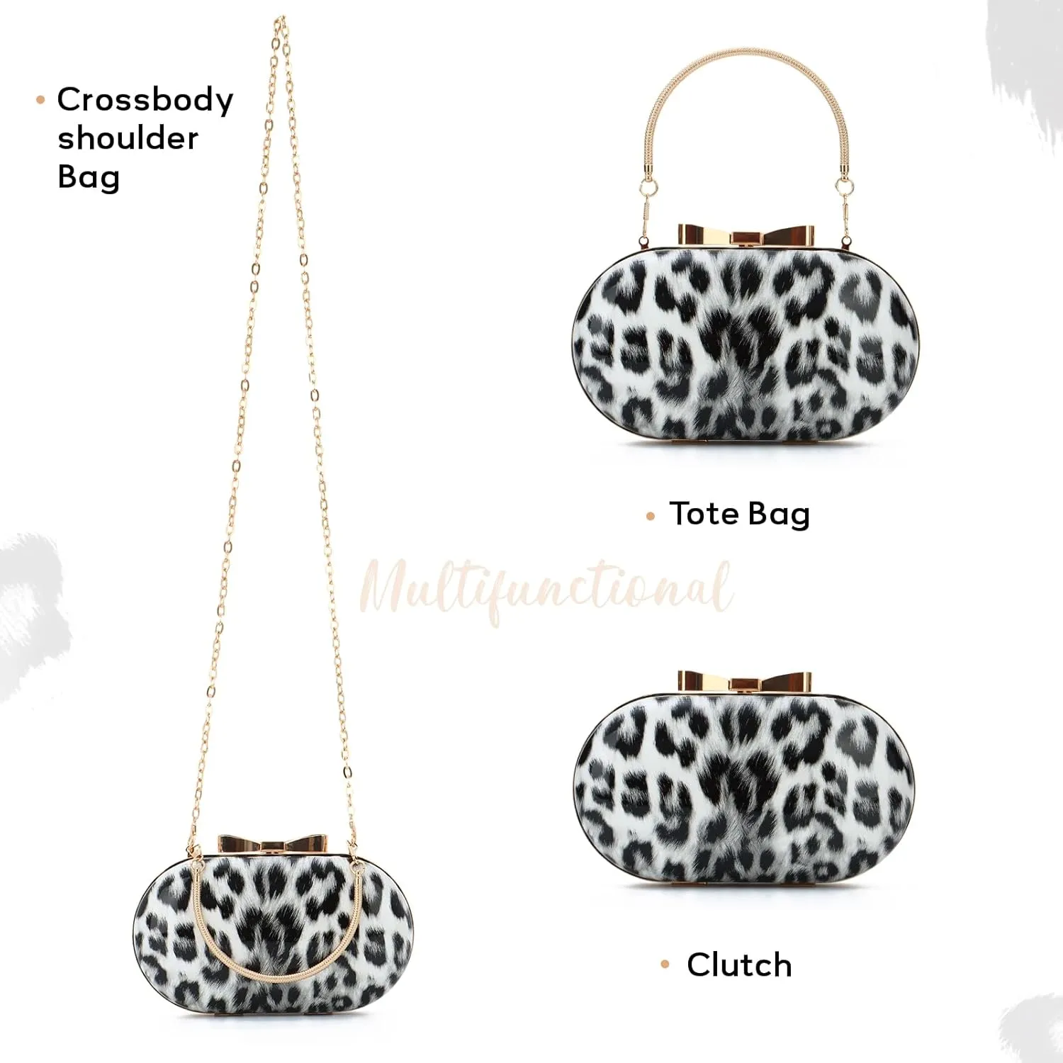 Small Leopard Purse for Women Leopard Evening Tote Bag Cheetah Print Purse Handbag with Chain for Wedding Party