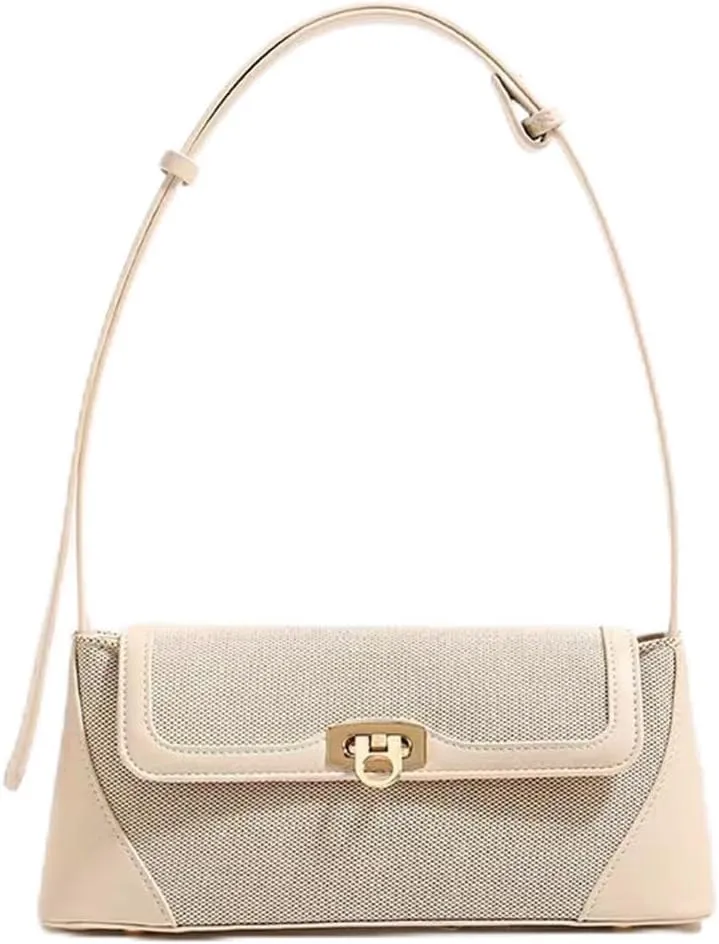 Small Shoulder Bag for Women, Retro PU Leather Underarm Bag Top Handle Hobo Tote Clutch Handbag Purse with Buckle Closure
