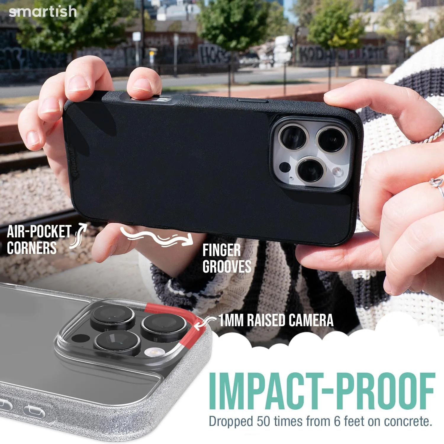 Smartish® iPhone 16 Pro Clear Case - Gripmunk [Lightweight   Protective] Slim Drop Tested Ultra Thin Grip Cover for Apple iPhone 16 Pro - Clearly Clear