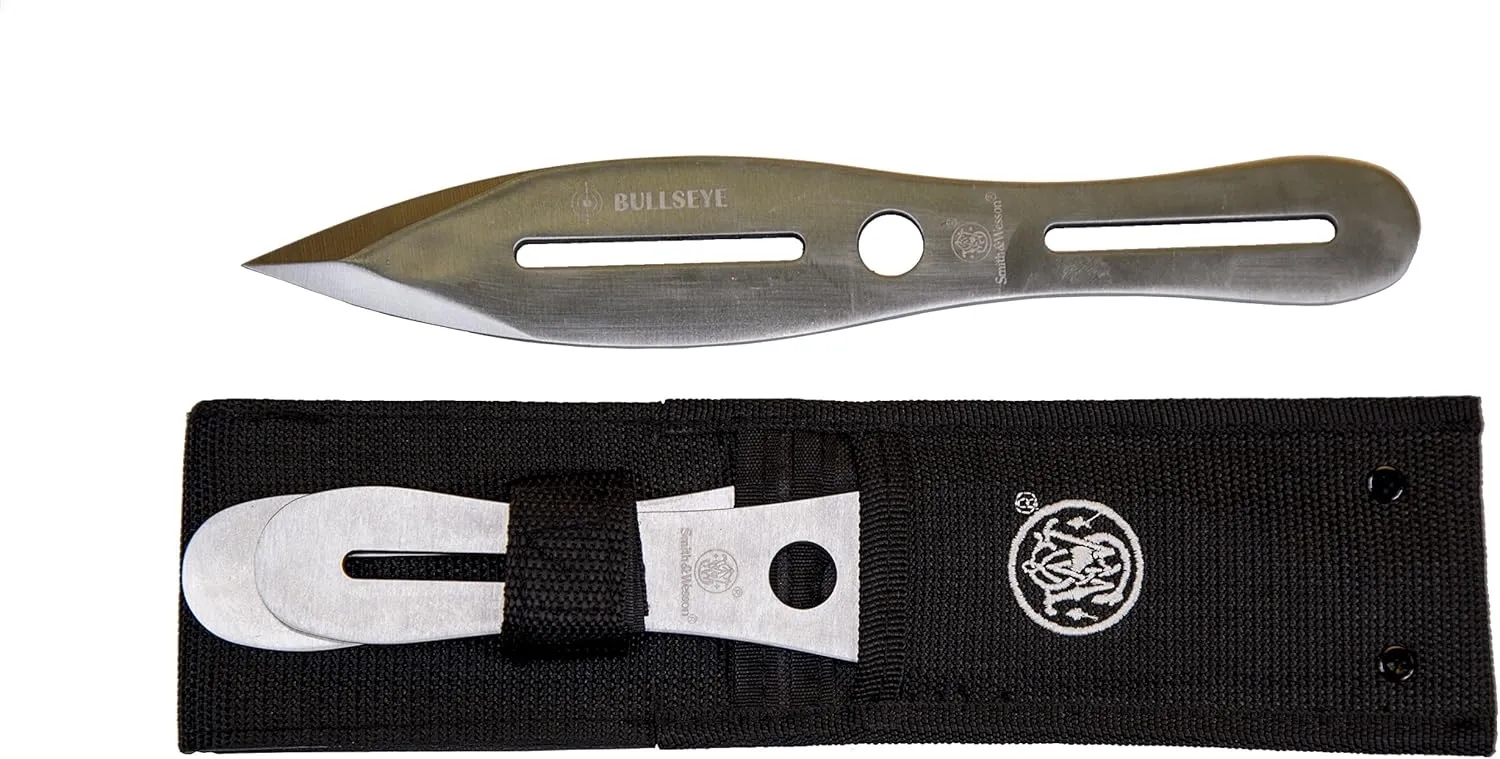Smith & Wesson Bullseye Throwing Products with Full Tang Stainless Steel Design and Protective Nylon Sheaths for Recreation and Competition