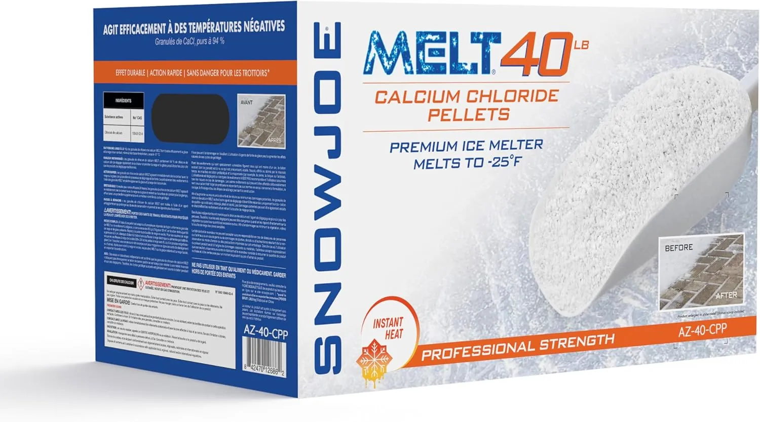 Snow Joe Ice Melter Calcium Chloride Blend, AZ-40-CPP, Safe for Concrete and Plants, 40 Lb (Packaging May Vary)