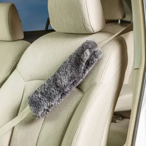 Soft, Comfortable Universal Fitting Genuine Merino Sheepskin Seat Belt Shoulder Cover Pad for Adults, Children, Youth. Multiple Colors Available - Engel (Pewter)