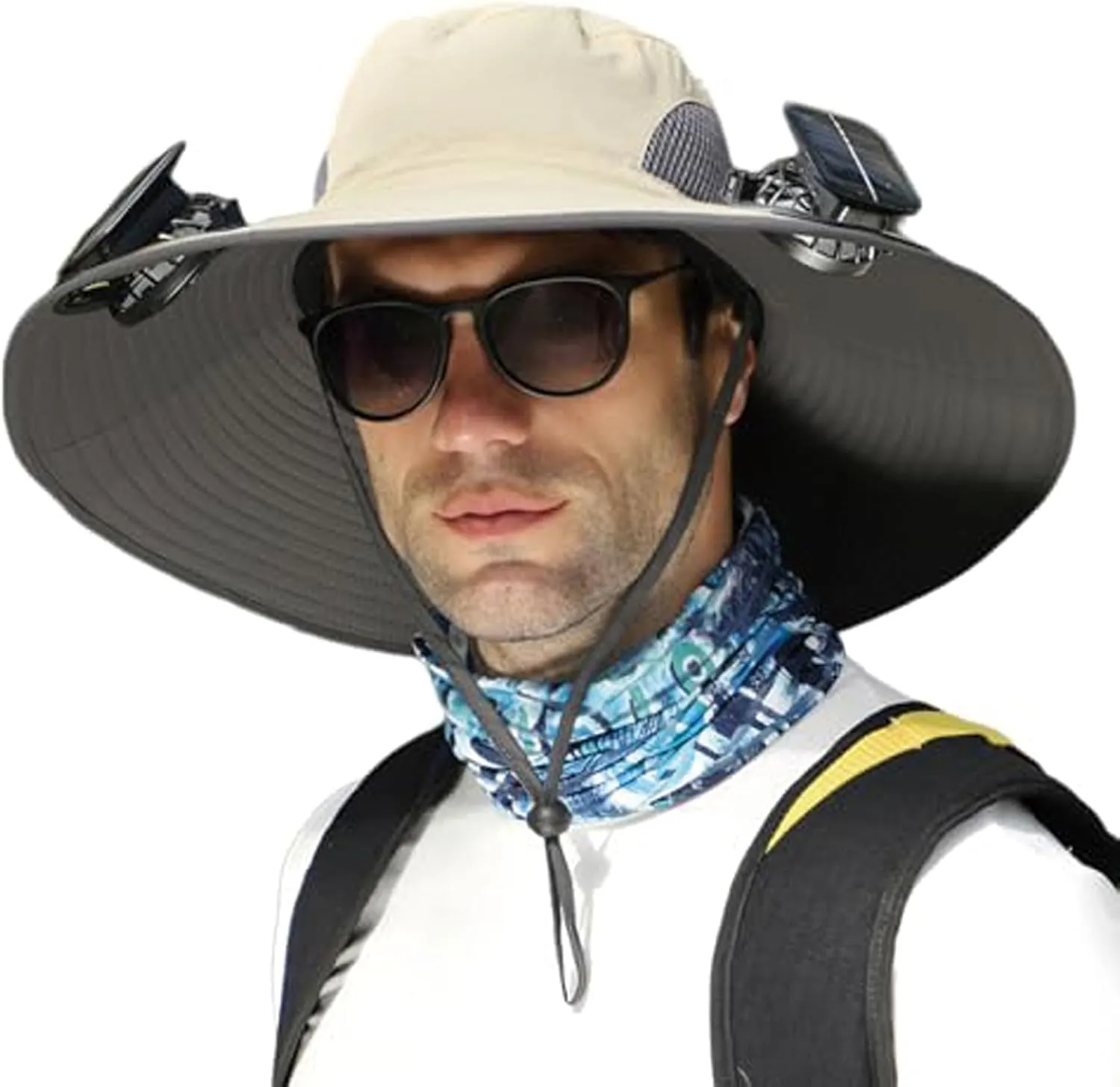 Solar Fan Hat for Men Women Wide Brim Solar Fan Sun Hat Outdoor Fishing Ultralight Solar Fan Sunhats for Uv Protection