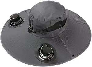 Solar Powered Fan Hat for Men & Women Wide Brim Sun Protection with Built-in Fans UPF 50   Outdoor Fishing & Beach Hats