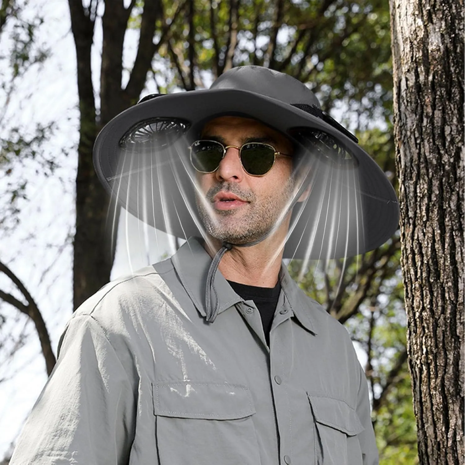 Solar Powered Fan Hat for Men & Women Wide Brim Sun Protection with Built-in Fans UPF 50   Outdoor Fishing & Beach Hats