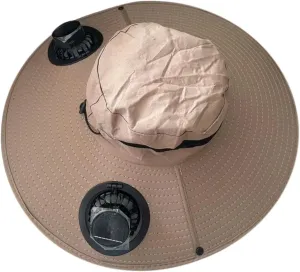 Solar Powered Fan Hat for Men & Women Wide Brim Sun Protection with Built-in Fans UPF 50   Outdoor Fishing & Beach Hats