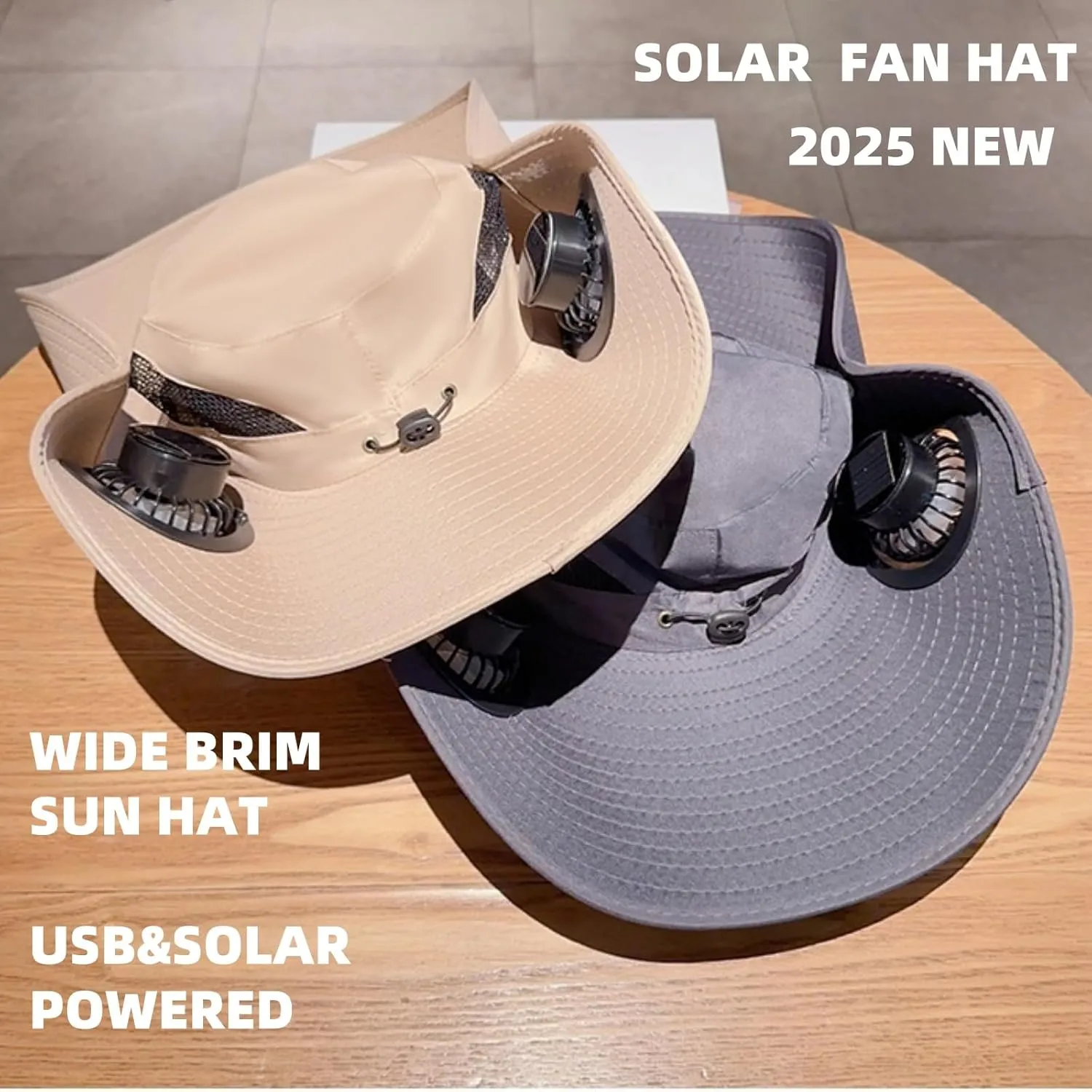 Solar Powered Fan Hat,Wide Brim Sun Hat Built in Fans,Outdoor Bucket Hats for Men Women,Fishing ＆ Hiking, USB Charging