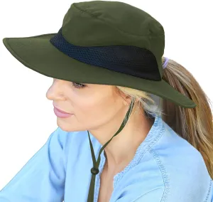 Solaris Ponytail Hole Sun Hats for Women, UPF 50  Sun Protection Outdoor Tribe Packable Cooling Hat for Gardening