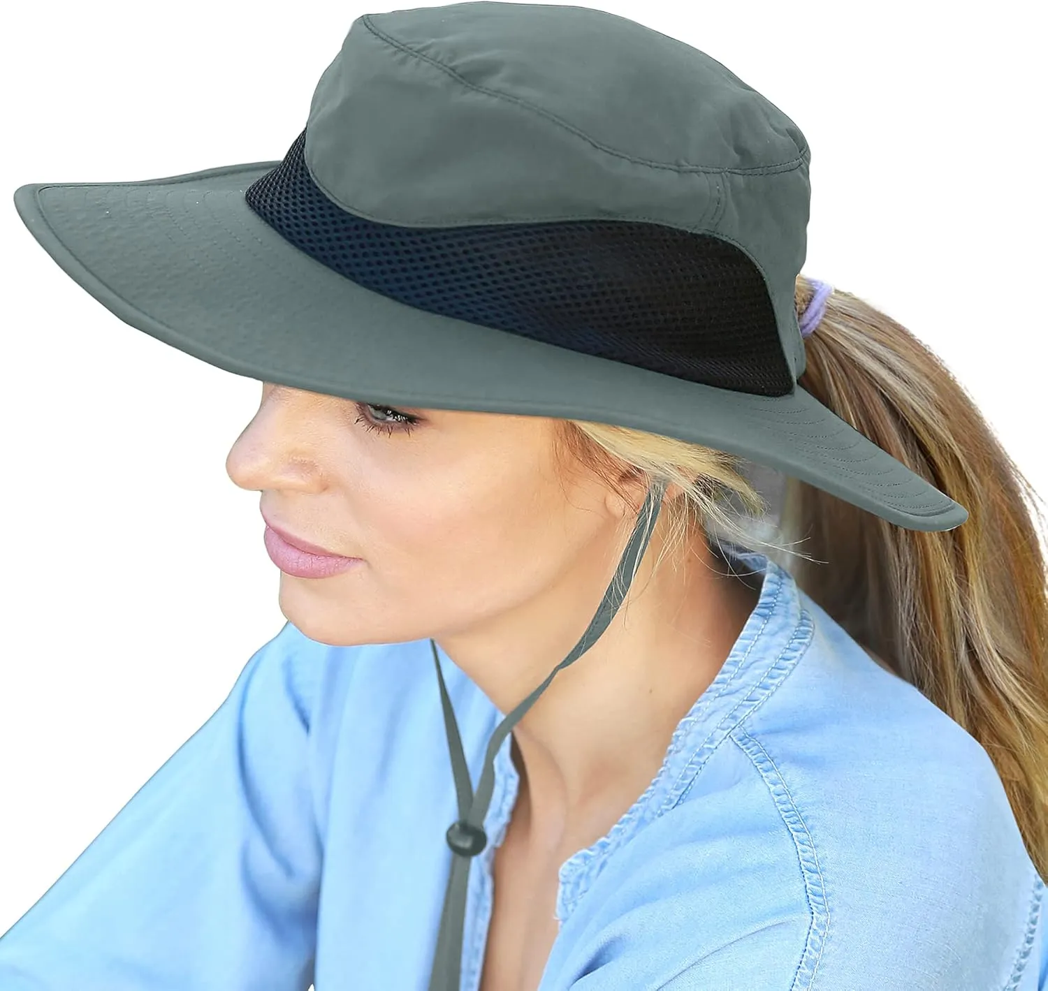 Solaris Ponytail Hole Sun Hats for Women, UPF 50  Sun Protection Outdoor Tribe Packable Cooling Hat for Gardening